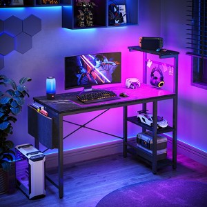 Bestier 44” Gaming Desk with LED Lights, PC Gamer Desk with 4 Tier Adjustable  Shelves & Storage Bag, Computer Office Desk for Small Spaces - 1 of 4
