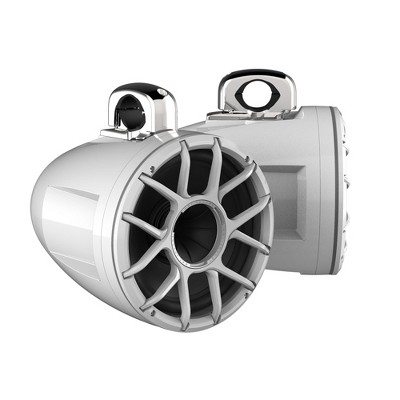 Wet Sounds REV 12 HD 12" Horn Loaded Compression Driver Tower Speakers with XZ Grills & Swivel Surface Mounts, 400 Watts RMS, White, Pair