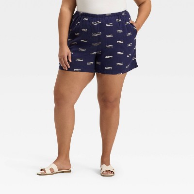 Women's Mid-Rise Linen Pull-On Shorts - A New Day™