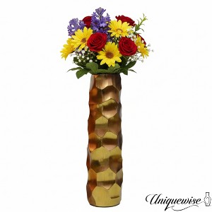 Decorative Modern Metal Honeycomb Design Table Flower Vase, Contemporary Centerpiece for Dining Room, Living Room - 1 of 4