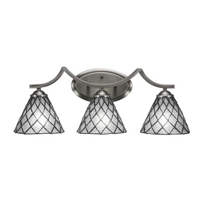 Toltec Lighting Zilo 3 - Light Vanity in  Graphite with 7" Diamond Ice Art Glass Shade