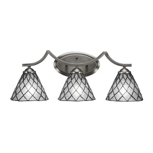 Toltec Lighting Zilo 3 - Light Vanity in  Graphite with 7" Diamond Ice Art Glass Shade - 1 of 1