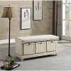 Vynxaria 1pc Durable Storage Bench White Finish Foam Cushioned Seat Beige Upholstery Flip-Top Seat Solid Wood Home Furniture - 2 of 4