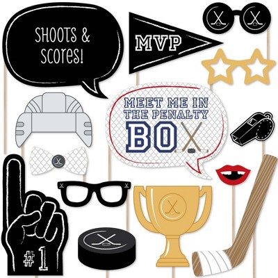 Big Dot of Happiness Shoots and Scores - Hockey Photo Booth Props Kit - 20 Count