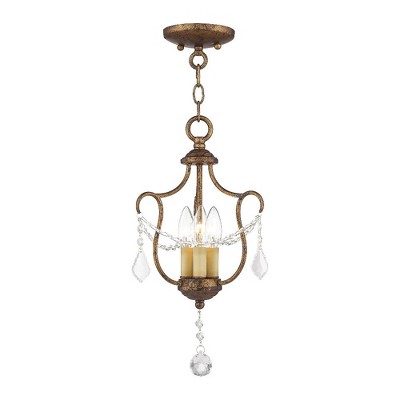 Chesterfield Hand Applied Venetian Golden Bronze Mini Pendant with Crystals
