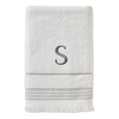 SKL Home By Saturday Knight Ltd Casual Monogram Bath Towel S - 28X54", White