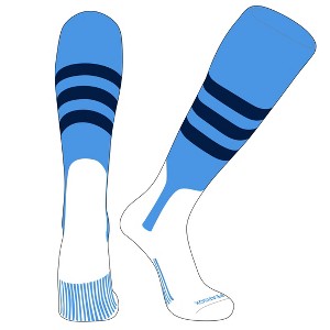 PEAR SOX OTC Baseball Softball Stirrup Socks (A, 7in) Sky Blue, Navy - 1 of 3