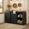 Merax Modern Farmhouse Sideboard Buffet with Sliding Barn Doors, 4 Drawers, Built-in Power Outlet - 2 of 4