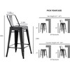 24" Metal Country Rustic Barstool with Back, Lightweight & Sturdy Build, Perfect for Kitchen, Bar, Set of 4 - 3 of 4