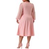 Agnes Orinda Women's Plus Size Swiss Dots Pattern Sleeves V Neck Midi Flowy A-Line Dress - 4 of 4