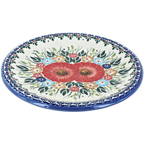 Blue Rose Polish Pottery Sage Floral Dessert Plate 