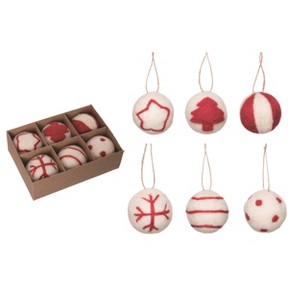 Transpac Foam 5.91 in. Multicolor Christmas Tufted Ornament Set of 6 in Craft Packaging - 1 of 2