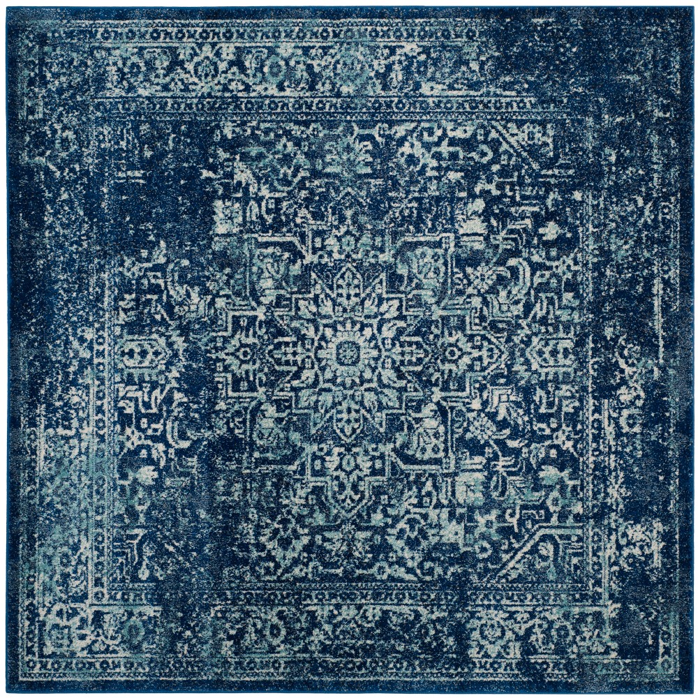  Square Hestia Burst Loomed Area Rug Navy/Ivory Square
