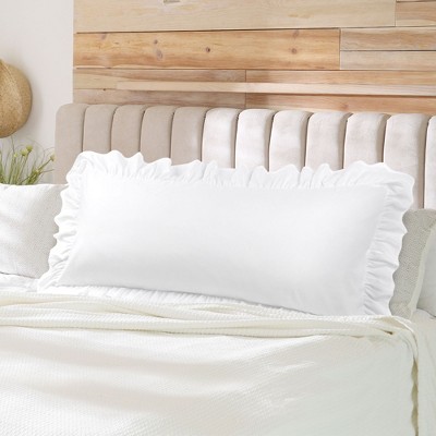 White Microfiber Ruffled Body Pillowcase with Envelope Closure