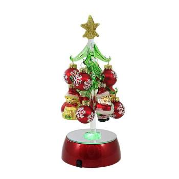 Ganz 8.25 In Light Up Christmas Tree With Ornaments Santa Snowman Bear Figurines