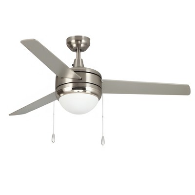 LNC 52“ Modern Indoor Outdoor Celing Fan 3 Blade,Brushed Nickel Blades with Opal Glass Shade