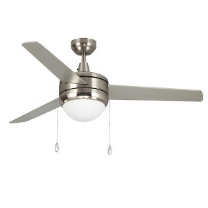 LNC 52“ Modern Indoor Outdoor Celing Fan 3 Blade,Brushed Nickel Blades with Opal Glass Shade - 1 of 1
