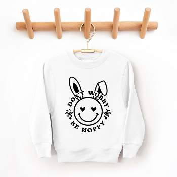 The Juniper Shop Don't Worry Be Hoppy Smiley Bunny Youth Graphic Sweatshirt
