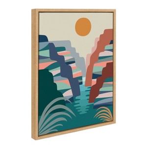 Kate & Laurel All Things Decor Sylvie Grand Canyon Framed Wall Art by Rachel Lee Natural Colorful Grand Canyon Illustration Art - 1 of 4