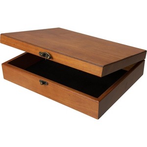 Vintage Wooden Keepsake Box with Brass Latch, Old World Style Jewelry and Trinket Storage, Walnut Finish - 1 of 4