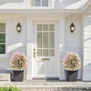 GustoWave 15.7'' x 22'' Artificial Plants with Ground Spike Set of 2, Weather-Resistant Faux Shrubs Bushes Potted Plants with Flowers - 3 of 4