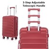 SEVOBAL Luggage 3 in 1 ABS PC Trolley Box 20in 24in 28in Trolley Box Iron Tie Rod ABSPC Luggage Sets Carry on Suitcase, Red, 14.5"*9"*22.2" - 3 of 4