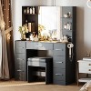 Vanity Desk with Mirror and Chair, Makeup Vanity Table with 7 Drawers and 6 Storage Shelves Dressing Table for Bedroom Dressing Room - 3 of 4