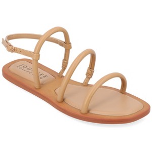 Journee Collection Womens Karrio Buckle Sling Back Flat Sandals - 1 of 4