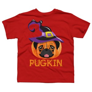 Boy's Design By Humans Pugkin Pumpin Halloween By trantanphat95 T-Shirt - 1 of 3