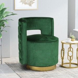 Modern Tufted Wooden Upholstered Swivel Arm Chair for Bedroom and Living Room-Christopher Knight Home - 1 of 4
