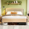 Bed Frame, Metal Bed Frame with Rattan Headboard, Strong Bearing Capacity with Under Bed Storage - 2 of 4