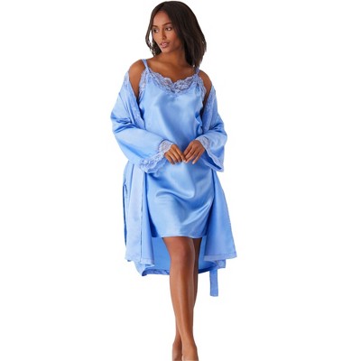 Amoureuse Women's Plus Size The Luxe Satin Short Peignoir Set