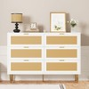 Whizmax Rattan 6 Drawer Dresser, Wooden Chest of Drawers with 5 Metal Legs, Golden Handles, Wide Double Drawer Dresser for Bedroom, Living Room - 2 of 4