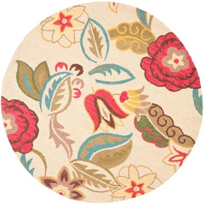 Blossom Blm912 Hand Hooked Area Rug - Beige/multi - 4' Round - Safavieh :  Target