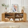 64'' TV Stand with Rattan Doors, Rounded Corner Buffet Sideboard Storage Cabinet for Living Room, Entryway, Kitchen or Bedroom-Tanpinhause - 3 of 4