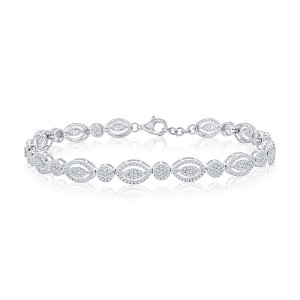 Diamonds D'Argento Sterling Silver, Marquise & Round Diamond Bracelet - (723 Stones) - Silver - 7.5 Inch - 1 of 2
