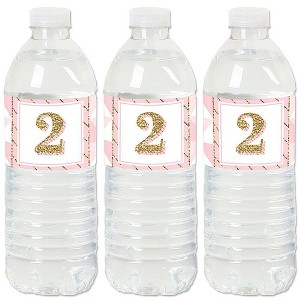 Big Dot of Happiness 2nd Birthday Girl - Two Much Fun - Second Birthday Party Water Bottle Sticker Labels - Set of 20 - 1 of 4