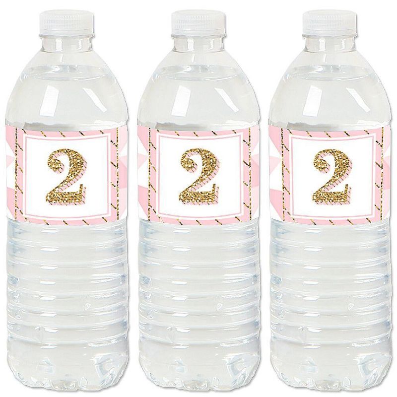 Big Dot of Happiness 2nd Birthday Girl - Two Much Fun - Second Birthday Party Water Bottle Sticker Labels - Set of 20, 1 of 6