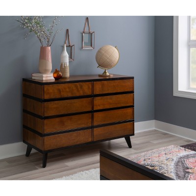 Walnut Double Brown Mid-century 6-Drawer Dresser