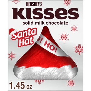 HERSHEY'S Kisses Solid Milk Chocolate Santa Hat Christmas Candy - 1.45oz - 1 of 4