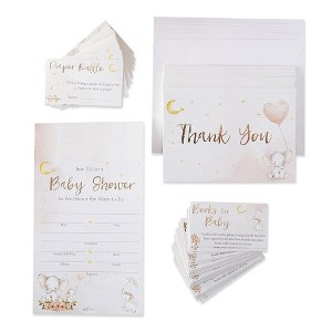 Kate Aspen Elephant Baby Shower Invitation & Thank You Card Bundle - (Set of 25) - 1 of 4