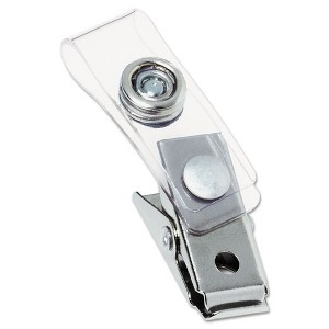 Swingline GBC Badge Clips with Plastic Straps, 0.5" x 1.5", Clear/Silver, 100/Box - 1 of 1