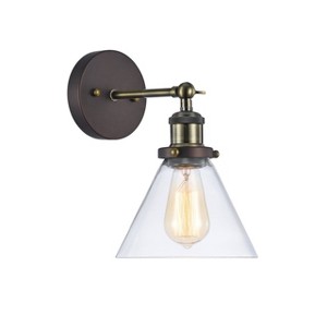 Chloe Lighting Manette Industrial-Style 1 Light Rubbed Bronze Wall Sconce 7"Wide - 1 of 3