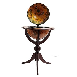 Globe Bar – 17.75" Height Hidden Drink Cabinet – 3 Legs Mahogany Finish By Old Modern Handicrafts - 1 of 4