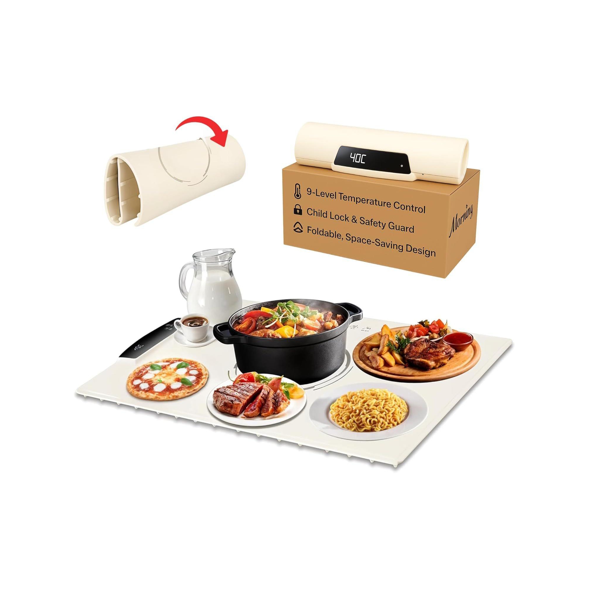 Electric Food Warmer Tray – Extra Large Roll-Up Warming Mat with Adjustable Temperature Control for Parties & Buffets