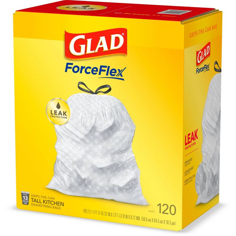 Glad ForceFlex Tall Kitchen Drawstring Trash Bags - Unscented - 13 Gallon, 5 of 10