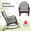 Costway Patio Wicker Rocking Chair W/Seat Back Cushions & Lumbar Pillow Porch Off White/Orange/Gray/Black/Blue - 3 of 4
