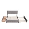 TIRAMISUBEST Queen Size Platform Bed w/ 2 Drawers and Twin XL Size Trundle, Upholstered Bed Frame w/ Linen Fabric Headboard - 4 of 4
