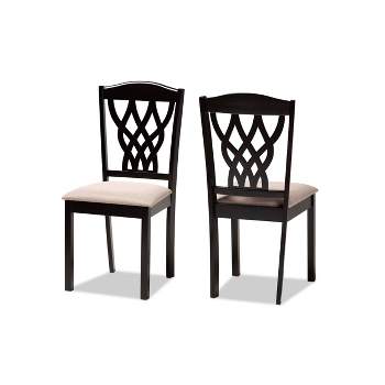 2pc Delilah Fabric Upholstered and Wood Dining Chairs - Baxton Studio