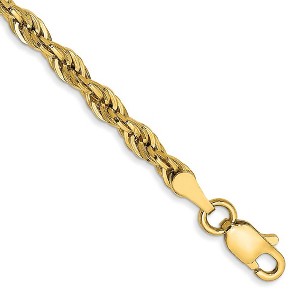 Black Bow Jewelry 3mm Hollow Rope Chain Bracelet in 14k Yellow Gold, 7 Inch - 1 of 4